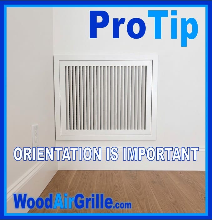 A 10x28 wood return air grille installed in a room.